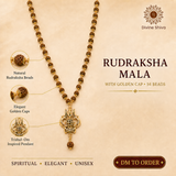 5 Mukhi Golden Cap Rudraksha Mala with Pendant (44+1 Beads)