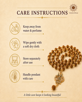 5 Mukhi Golden Cap Rudraksha Mala with Pendant (44+1 Beads)