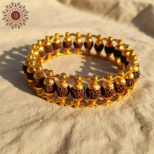 5 Mukhi Rudraksha Golden Bracelet (Shiv Kavach)
