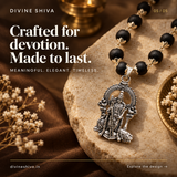 Silver Plated Karungali Mala with Lord Murugan Pendant