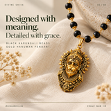 Gold Plated Karungali Mala with Lord Hanuman Pendant