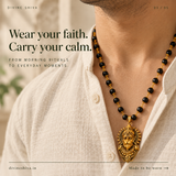 Gold Plated Karungali Mala with Lord Hanuman Pendant