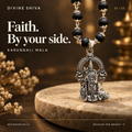 Silver Plated Karungali Mala with Lord Murugan Pendant