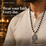 Silver Plated Karungali Mala with Lord Murugan Pendant