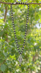 Silver Plated Karungali Mala with Trishool Pendant