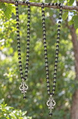 Silver Plated Karungali Mala with Trishool Pendant