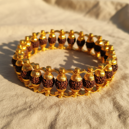 5 Mukhi Rudraksha Golden Bracelet (Shiv Kavach)