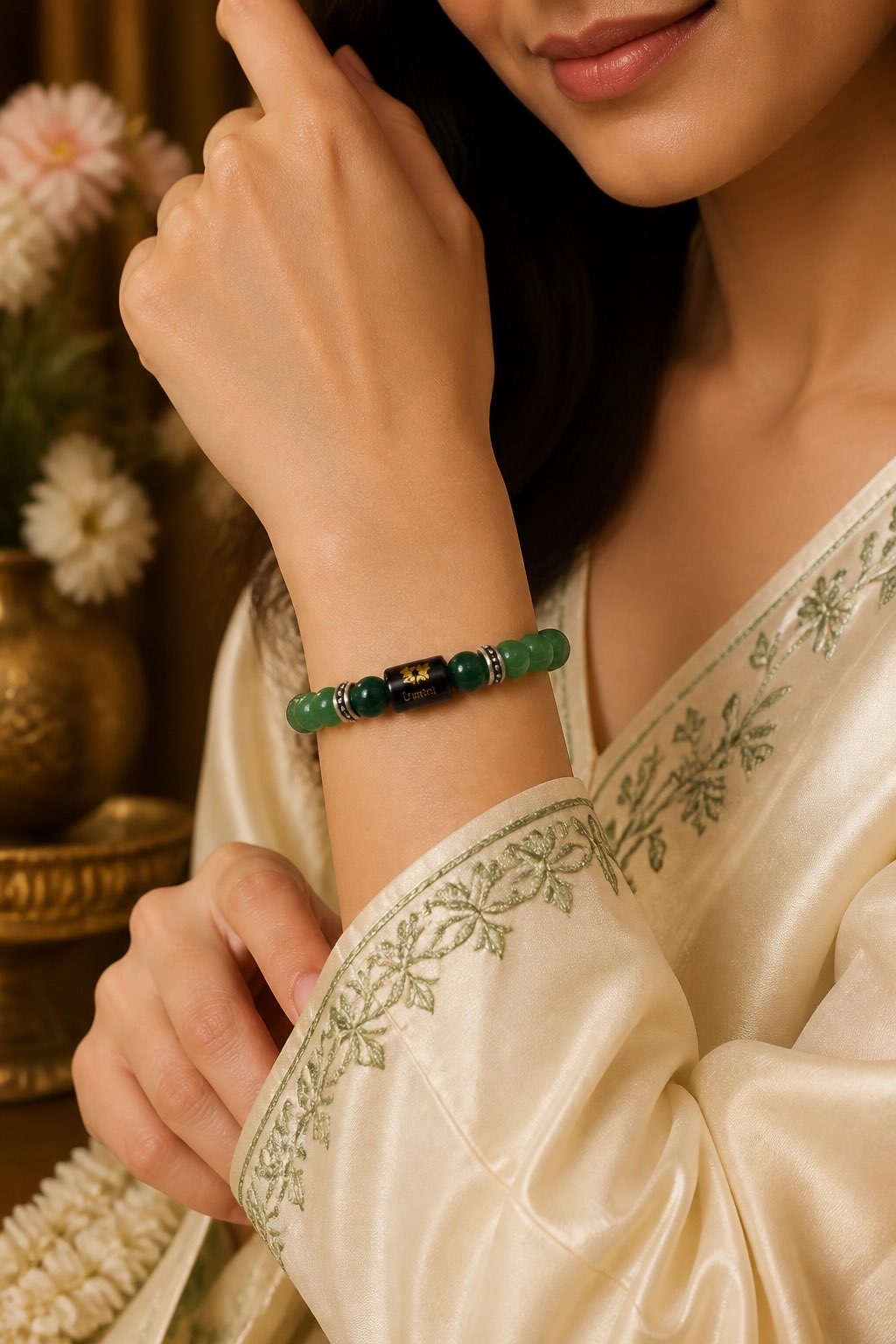 Gemini bracelet on female wrist